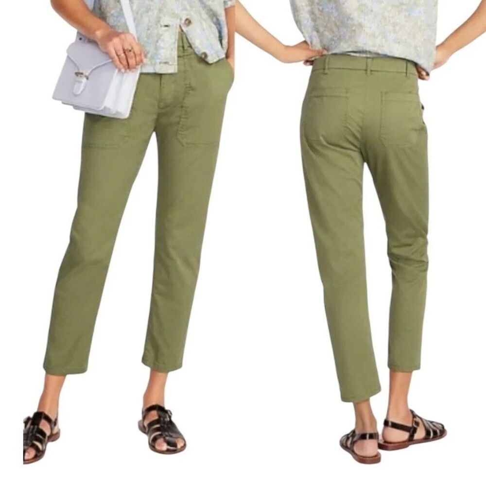 J. Crew Women's Slim Boyfriend Chino Pants Olive Green 26 Utility Preppy BF496